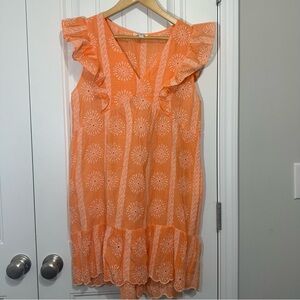 Umgee Orange Eyelet Flutter-Sleeve Mini Dress